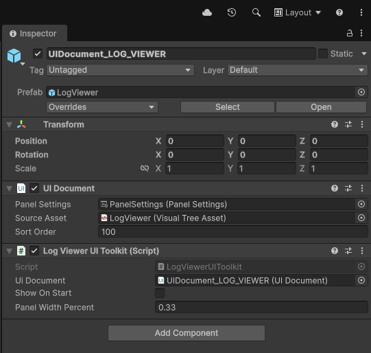 Debug UIDocument used for development tools and testing UI Toolkit layouts in Football Legends
