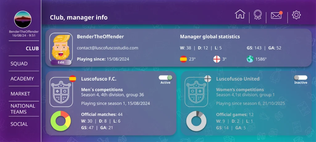 Football Legends Manager Info
